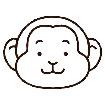 Simple and cute monkey line art Stock Illustration