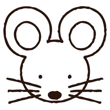 Simple and cute mouse line art Stock Illustration