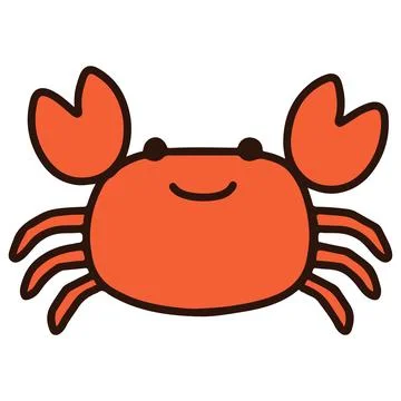 Simple and cute orange crab with outlines Stock Illustration