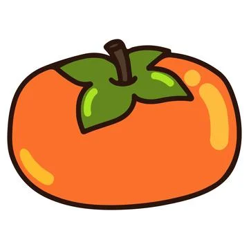 Simple and cute orange kaki fruit Stock Illustration