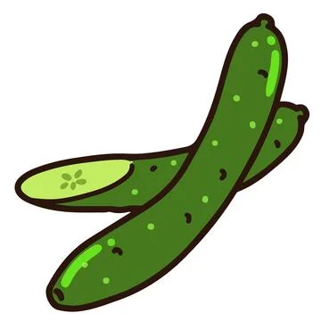 Simple and cute outlined fresh cucumbers Stock Illustration
