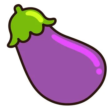 Simple and cute outlined purple eggplant Stock Illustration