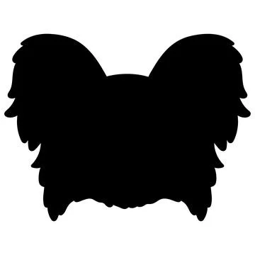 Simple and cute Papillon front head silhouette Stock Illustration