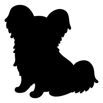 Simple and cute Papillon sitting Silhouette Stock Illustration