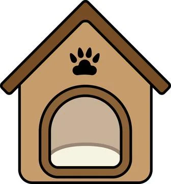 Simple and cute pet line icons of dog house Stock Illustration