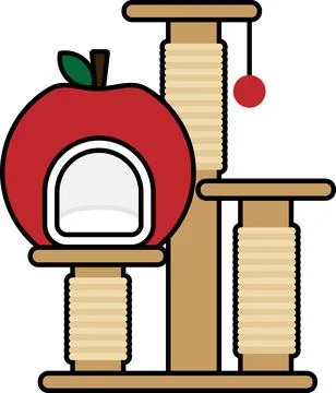 Simple and cute pet line icons of cat tree-1 Stock Illustration