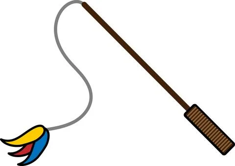 Simple and cute pet line icons of cat teaser wand-1 Stock Illustration