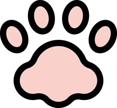 Simple and cute pet line icons of cat paw Stock Illustration