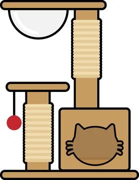 Simple and cute pet line icons of cat tree-2 Stock Illustration