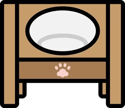 Simple and cute pet line icons of cat bowl Stock Illustration