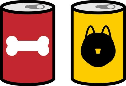 Simple and cute pet line icons of canned dog food Stock Illustration