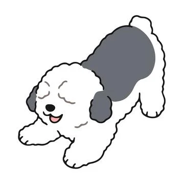 Simple and cute playful Old English Sheepdog illustration Stock Illustration
