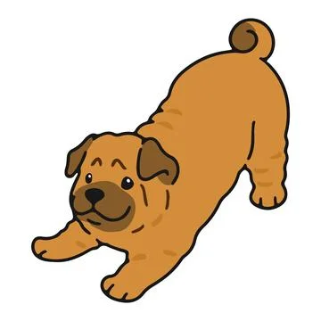 Simple and cute playful Shar Pei dog illustration Stock Illustration