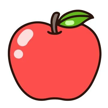 Simple and cute red apple Stock Illustration