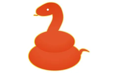 A simple and cute red snake with a coiled tail Stock Illustration
