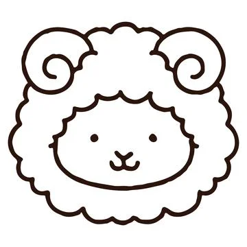 Simple and cute sheep line art Stock Illustration