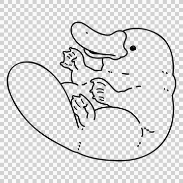 Simple and cute soft Platypus illustration with outlines only Stock Illustration