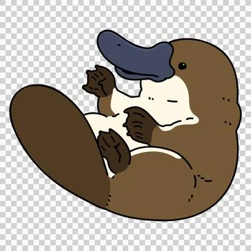 Simple and cute soft Platypus illustration with outlines Stock Illustration