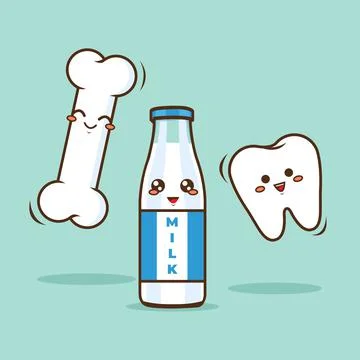 Simple and cute vector illustration of bone, milk and tooth Illustrazione stock