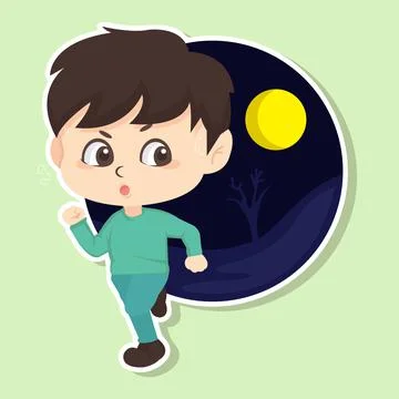 Simple and cute vector illustration of running kids Stock Illustration