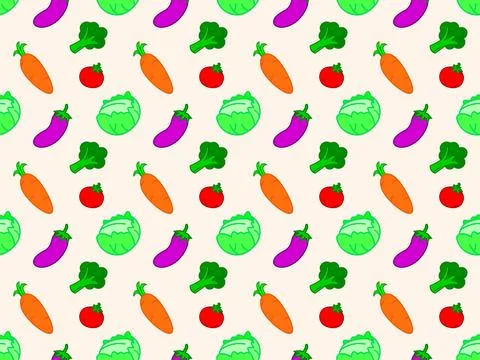 Simple and cute vegetables seamless pattern wallpaper Illustrazione stock