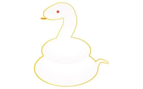 A simple and cute white snake with a coiled tail Stock Illustration