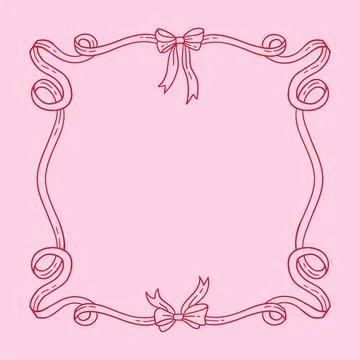 Simple and elegant decorative frame featuring a ribbon bow design with flowing Stock-Illustration