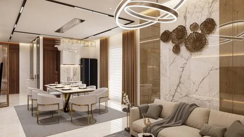 Simple and Elegant Modern Dining Room Ideas イラスト素材