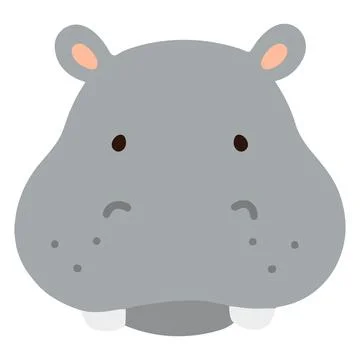Simple and flat colored Hippo Stock Illustration