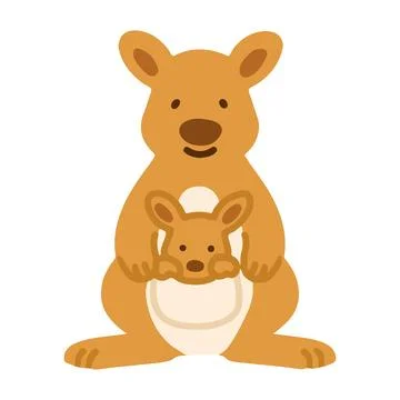 Simple and flat colored Kangaroo Stock Illustration