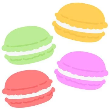 Simple and flat colored macaroons set Stock Illustration