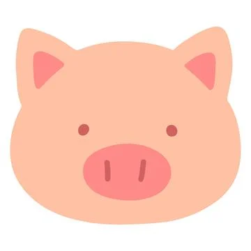 Simple and flat colored Pig Stock Illustration