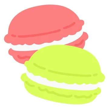 Simple and flat colored pink/green macaroons Stock Illustration