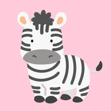 Simple and flat cute Zebra illustration 스톡 일러스트