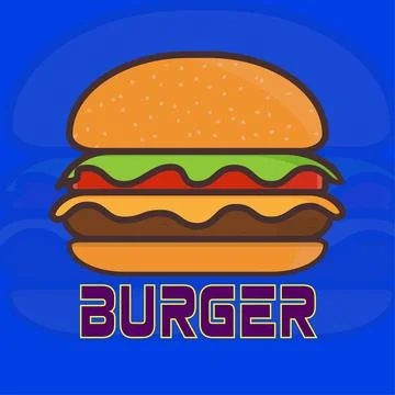 Simple and flat design of burger isolated blue background vector illustration Stock-Illustration