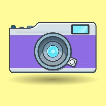 Simple and flat design of pocket camera isolated on yellow background Stock Illustration