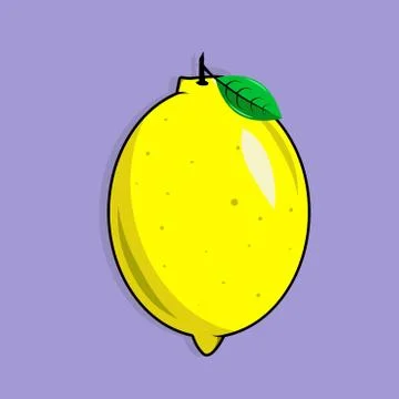 Simple and flat design of yellow lime with green leaf Stock Illustration