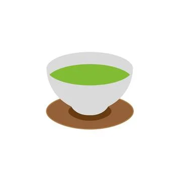 Simple and flat green tea illustration material Illustrazione stock
