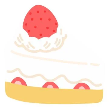 Simple and flat strawberry shortcake Stock Illustration