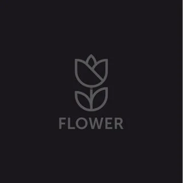 Simple and graceful floral monogram design template, Elegant lineart logo design Stock Illustration