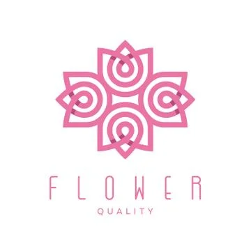 Simple and graceful floral monogram design template, Elegant lineart logo design Stock Illustration