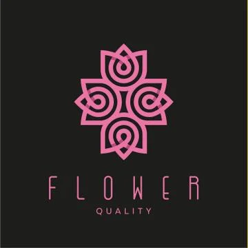 Simple and graceful floral monogram design template, Elegant lineart logo design Stock Illustration