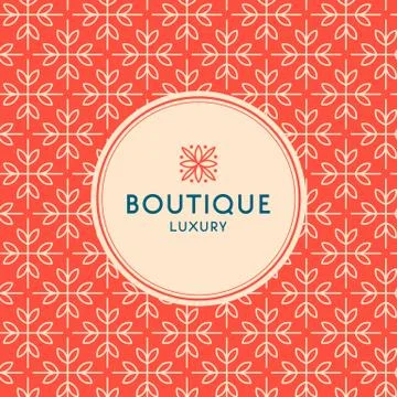 Simple and graceful floral pattern design template, Elegant lineart logo design Stock Illustration