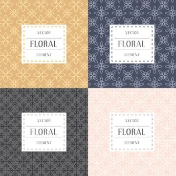 Simple and graceful floral pattern design template, Elegant lineart logo design Stock Illustration
