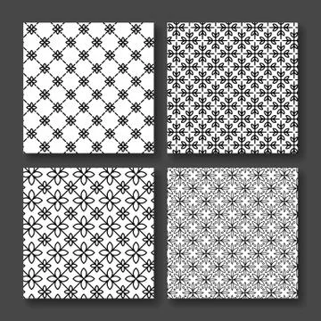 Simple and graceful floral pattern design template, Elegant lineart black and Stock Illustration