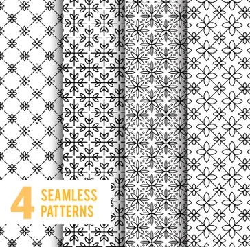 Simple and graceful floral pattern design template, Elegant lineart black and Stock Illustration