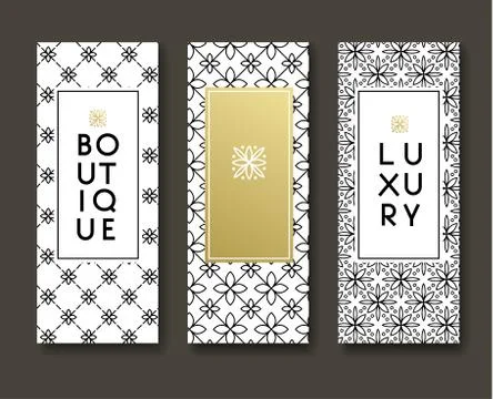 Simple and graceful floral pattern design template, Elegant lineart black and Stock Illustration