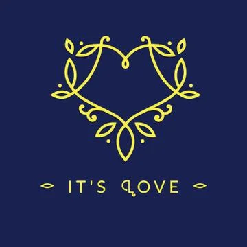 Simple and graceful leaf monogram design template Stock Illustration