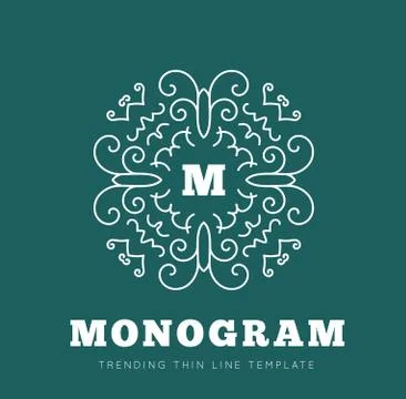 Simple and graceful monogram design template Stock Illustration