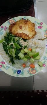 Simple and light dinner on the table Foto stock